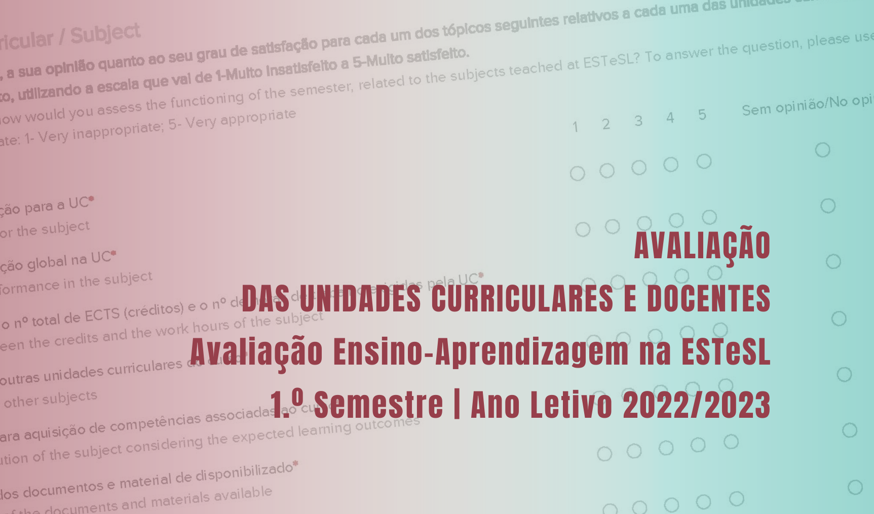 Avaliação Ensino-Aprendizagem na ESTeSL